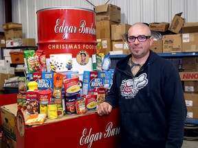 Owen Marcotte is co-chair of the Edgar Burton Christmas Food Drive in Sudbury, Ont. The food drive wraps up this week. John Lappa/Sudbury Star/Postmedia Network