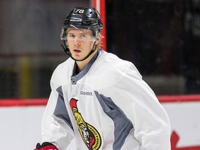 Filip Chlapik skates as the Ottawa Senators practice at Canadian Tire Centre in Ottawa on Sept. 21, 2015. (Wayne Cuddington/Ottawa Citizen)