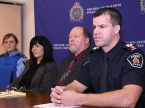 Greater Sudbury Police speak at a press conference on missing youth Enoch Kim on Thursday. The search for the 16-year-old Sudbury teen continues. John Lappa/The Sudbury Star/Postmedia Network