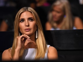This file photo taken on July 19, 2016 shows Donald Trump's daughter Ivanka listening to a speaker on the second day of the Republican National Convention at Quicken Loans Arena in Cleveland, Ohio. (ROBYN BECK/AFP/Getty Images)