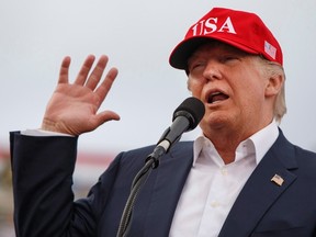 President-elect Donald Trump speaks during a rally at Ladd-Peebles Stadium, Saturday, Dec. 17, 2016, in Mobile, Ala. THE CANADIAN PRESS/AP