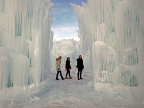 A pre-opening tour of the Ice Castle at Hawrelak Park in Edmonton was held on December 22, 2016. The 2-acre winter wonderland that was crafted by hand using only icicles and water. The castle is scheduled to open on December 30, 2016, weather permitting. (Photo by Larry Wong/Postmedia)