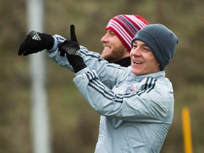 Midfielder Will Johnson jokes around during practice ahead of the MLS Cup earlier this month. Johnson, a free agent, is leaving TFC for Orlando City. (THE CANADIAN PRESS)