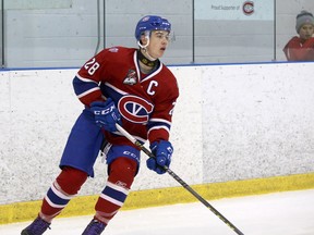 Reid Russell scored the only goal for the Kingston Voyageurs in their 6-1 loss to the Whitby Fury in OJHL action at the Invista Centre on Thursday night. (Ian MacAlpine/Whig-Standard file photo)