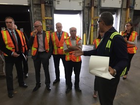 Intelligencer file photo
Northumberland-Quinte West MPP Lou Rinaldi tours the Kruger Product manufacturing facility in Trenton with company officials during September's announcement the company will create more than 119 new jobs at the plan.