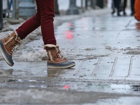 City of Ottawa sidewalks were icy and wet, December 27, 2016.