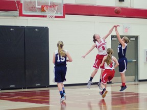 The Hawks took down the St. Michael's Dragons in a wicked comeback game on Dec. 19 winning the game 45-41. | Caitlin Clow photo/Pincher Creek Echo