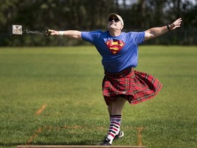 Bob Brown throws in the heavyweight for distance competition at the Edmonton Scottish Highland Gathering on Sunday, June 26, 2016 at Grant MacEwan Park in Edmonton. GREG SOUTHAM / POSTMEDIA