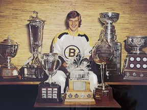 Bobby Orr, arguably the greatest hockey player of all-time, is shown in his prime with the Boston Bruins and some of the many awards he won during an illustrious shinny career. (NHL.com)