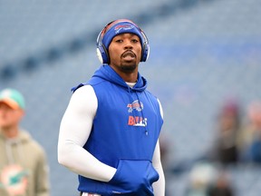 Tyrod Taylor of the Buffalo Bills warms up before the game against the Miami Dolphins at New Era Stadium on Dec. 24, 2016 in Orchard Park, New York. (Rich Barnes/Getty Images)