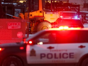 Edmonton Police Service officers attend the scene of a work place fatality at 5410 76 Avenue at Jasper Auto and Truck Parts in Edmonton, Alberta on Thursday, December 29, 2016. Ian Kucerak / Postmedia