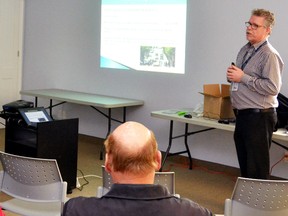 Sean Wraight, a regional planner at the Ontario Ministry of Transportation's road safety marketing office, brought his hour-long presentation, “Safe Driving for Seniors – Drive Longer and Safer” to the West Perth Public Library Nov. 25 where a handful of seniors learned how to be safer on the road, as well as what is required when it comes time to renew their licenses. GALEN SIMMONS/MITCHELL ADVOCATE