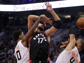 Jonas Valanciunas has not played well for the Raptors lately. AP