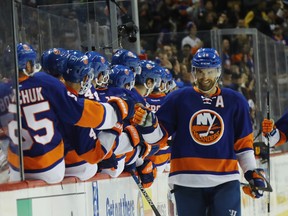 Andrew Ladd is back in Winnipeg to take on his former team, this time as a member of the New York Islanders.(Bruce Bennett/Getty Images file photo)