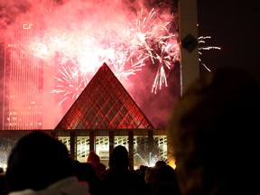 Thousands gathered to take in the first of two fireworks displays at Churchill Square in Edmonton on Dec. 31, 2016, celebrating the New Year and the beginning of a year-long celebration of the 150th anniversary of Canada's confederation. CLAIRE THEOBALD/Postmedia