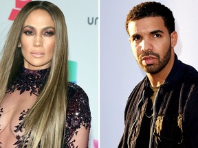 Jennifer Lopez and Drake are seen in this combination shot. (Ethan Miller/Kevin Winter/Getty Images)