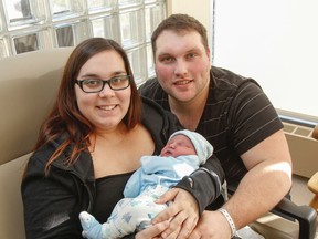 Kerri and Simon Marx welcomed their first child, son Henry, into the world just before 4 a.m. on New Year’s Day at Kingston General Hospital. Henry was one of four babies born New Year's Day at KGH. (Julia McKay/The Whig-Standard)