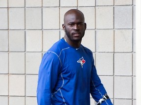 Toronto Blue Jays outfielder Anthony Alford walks back after hitting in the batting cage at spring training in Dunedin, Fla. on Feb. 24, 2016. (THE CANADIAN PRESS/Frank Gunn)