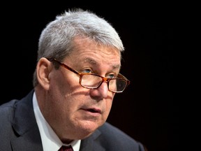 Valeant’s outgoing CEO, J. Michael Pearson, testifies on Capitol Hill in Washington, Wednesday, April 27, 2016. (AP Photo/Manuel Balce Ceneta)