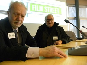 Intelligencer file photo
Bill Marshall (left) and Henk Van der Kolk, principals of Film Festival Development Consortium (FFDC) and co-founders of the Toronto International Film Festival were in Quinte West city council chambers in February with their detailed proposal for the festival. Marshall died earlier this week and is remembered as a gentleman and a great storyteller by Quinte West councillor Dunc Armstrong.