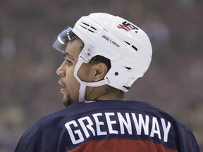 United States forward Jordan Greenway is pictured during IIHF World Junior Championship action against Slovakia in Toronto on Dec. 28, 2016. (THE CANADIAN PRESS/Chris Young)