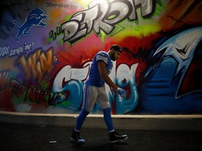 Golden Tate of the Detroit Lions walks up the tunnel after losing to the Green Bay Packers at Ford Field on Jan. 1, 2017. (Gregory Shamus/Getty Images)
