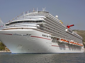 In this file handout provided by Carnival Cruise Lines shows the Carnival Breeze departing on June 21, 2012 in Dubrovnik, Croatia. (Andy Newman/Carnival Cruise Lines via Getty Images)