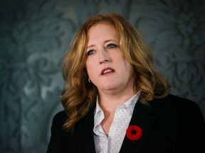 Lisa Raitt, MP for Milton, announces her candidacy for leadership of the Conservative party at a news conference, in Toronto on November 3, 2016. (THE CANADIAN PRESS/Christopher Katsarov)
