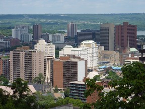 An aerial shot of downtown Hamilton from above the Niagara Escarpment (photo: Getty Images).