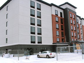 The six-storey Homewood Suites in North Bay had to apply to the city to build higher than three storeys. Proposed planning policy changes would allow for taller buildings in downtown and waterfront areas.