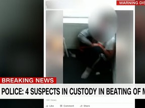Chicago police say charges are expected against four people who police say beat a man in an assault that was broadcast live on Facebook. (CNN/YouTube screen grab)