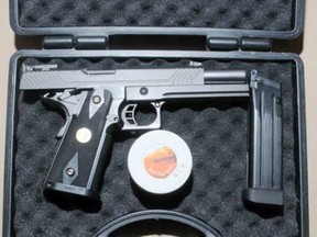 The pellet gun seized by Kingston Police during the arrest of a man who was breaching his release conditions in Kingston, Ont. on Wednesday January 4, 2017. Image supplied by Kingston Police