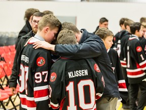 The memorial service for Ryder and Radek MacDougall at the Allan and Jean Millar Centre in Whitecourt on Dec, 29, 2016 (Drew May | Whitecourt Star).