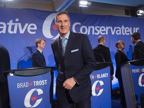 Maxime Bernier leaves the Conservative leadership candidates' bilingual debate in Moncton, N.B. on Tuesday, Dec. 6, 2016. Conservatives vote for a new party leader on May 27, 2017. THE CANADIAN PRESS/Andrew Vaughan