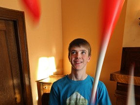 Jonathan Teakle, 14, is one of five finalists for Canadian Juggler of the Year. (KEVIN KING/Winnipeg Sun)