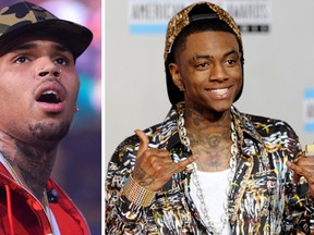 Chris Brown and Soulja Boy. (Photo by Scott Roth/Invision/AP, File and AP Photo/Chris Pizzello, File)