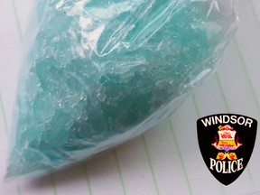 Blue crystal methamphetamine seized during a search warrant execution as the result of a 12-week drug trafficking investigation by the Windsor Police in Windsor, Ont. in the fall of 2016. Photo supplied by Windsor Police
