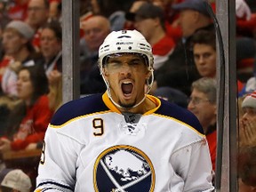 Evander Kane will be in the lineup for the Sabres when he takes on his old team, the Winnipeg Jets, on Saturday afternoon in Buffalo. (Gregory Shamus/Getty Images file photo)