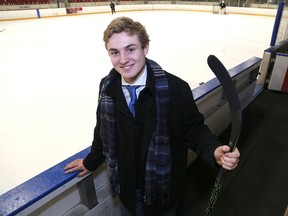 Elliott McDermott of Kingston who was awarded the Lang Scholarship from Toronto's Upper Canada College at the Kingston Memorial Centre on Thursday. (Ian MacAlpine/The Whig-Standard)