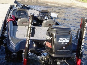 With Talons pinned to the bottom, collumnist Frank Clark is able to confidently leave his boat untied to the dock until he gets the truck and trailer when fishing alone. Photo supplied