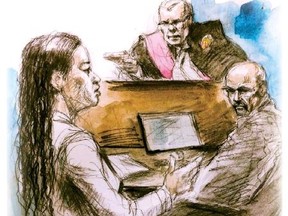 Xiu Jin Teng addresses her murder trial in her own defence. (PAM DAVIES sketch)