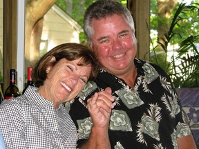 This undated photo provided by Julia Dwyer on Saturday, Jan. 7, 2017 shows her friends, Ann Andres and her husband, Terry, of Virginia Beach, Va. Terry, 62, was killed in the shooting at the Fort Lauderdale-Hollywood International Airport on Friday, Jan. 6, 2017. The couple had flown to Florida to go on a Caribbean cruise. Both would have celebrated their birthdays on the trip. (Julia Dwyer via AP)