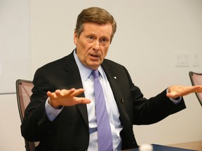 Toronto Mayor John Tory speaks to the Toronto Sun editorial board. (Michael Peake/Toronto Sun)