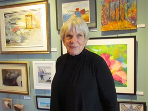 Lynne Brogden, with the Lawrence House Centre for the Arts, standings in the centre's front gallery on Friday January 6, 2017 in Sarnia, Ont., where several of the entries in the annual Floyd Gibson Members Juried Show are on display. Paul Morden/Sarnia Observer/Postmedia Network