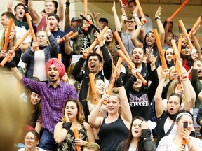 Cambrian College students take part in a pep rally during orientation day on Sept. 6, 2016. (Gino Donato/Sudbury Star file photo)