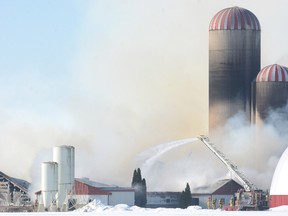 West Perth firefighters were on the scene of a barn fire south of Mitchell on Monday afternoon, Jan. 2. SCOTT WISHART POSTMEDIA NETWORK