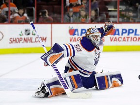Jonas Gustavsson is on waivers as Edmonton Oilers want to take a look at other people as Cam Talbot's back-up goalie. (AP Photo)
