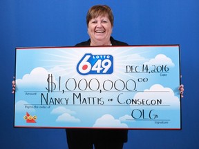 Submitted photo
Nancy Mattis of Consecon is all smiles after winning $1 million in a November LOTTO 6/49 draw.