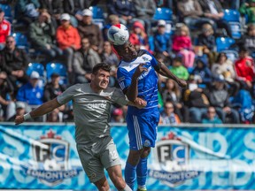 New Ottawa Fury FC defender Ramon Martin Del Campo (left) in action last year against Edmonton. (Postmedia Network file)