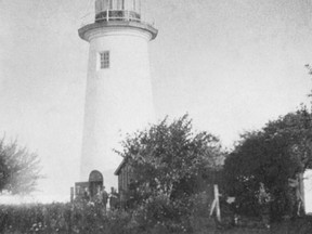A vintage image of the lighthouse at the mouth of Southwestern Ontario's Thames River, at Lake St. Clair, where  Claude  Cartier spent 15 years as the lighthouse keeper until his death in 1855. (Submitted Photo)